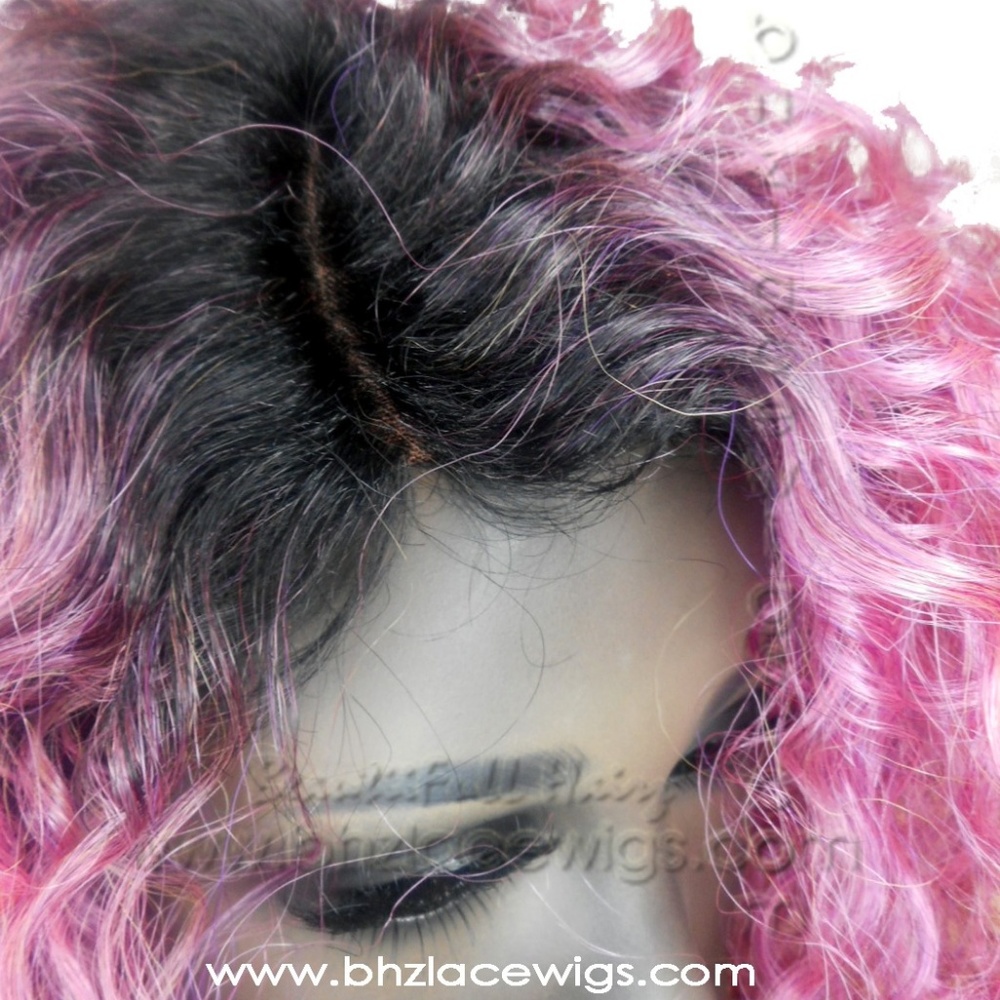 Konie pink wig curly lace PART wig curly bob pink - Picture 7 of 8